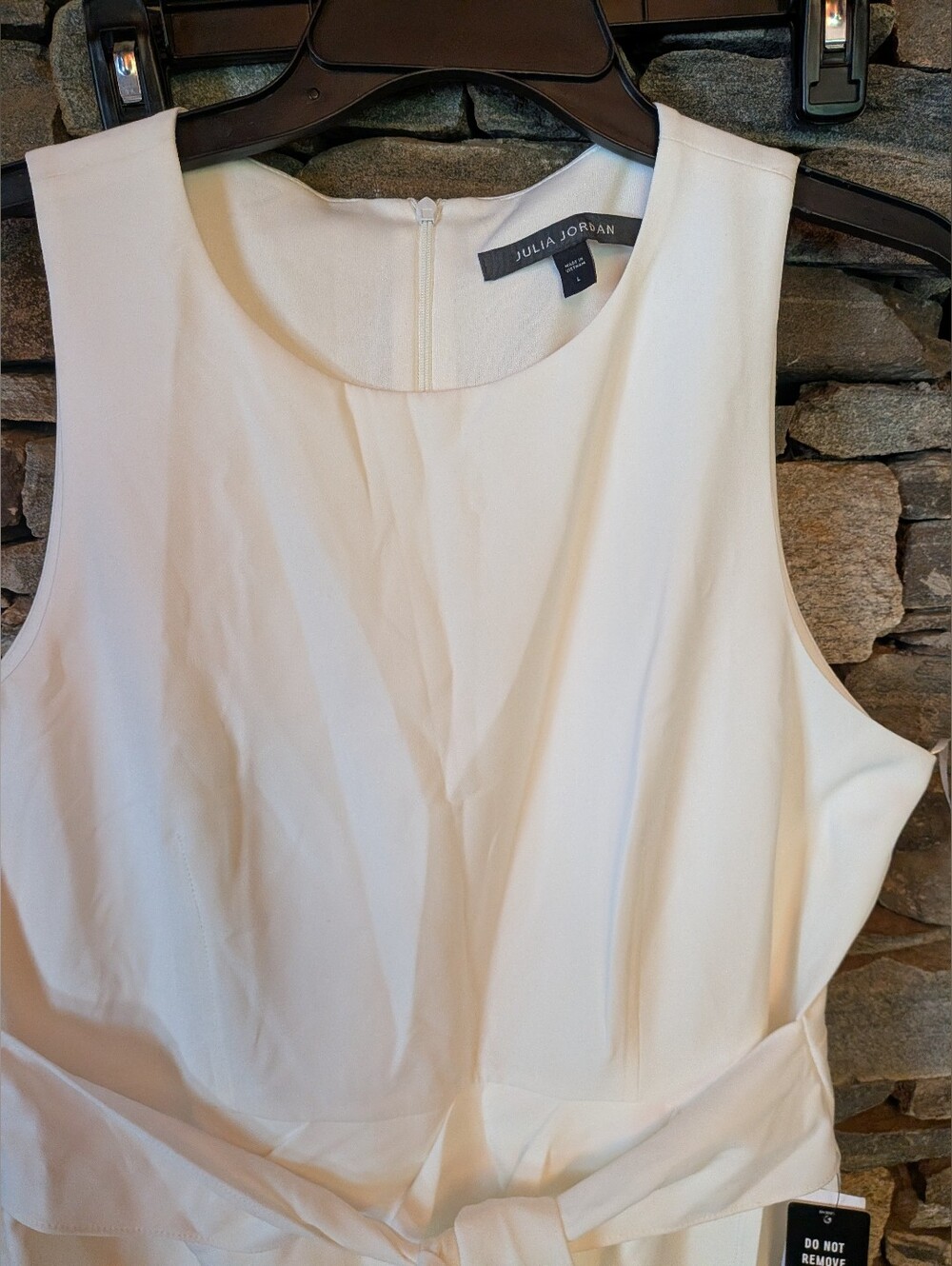 Julia Jordan NWT Soft Ivory Sleeveless Midi Dress, Ties In Front Size Large - Picture 7 of 9